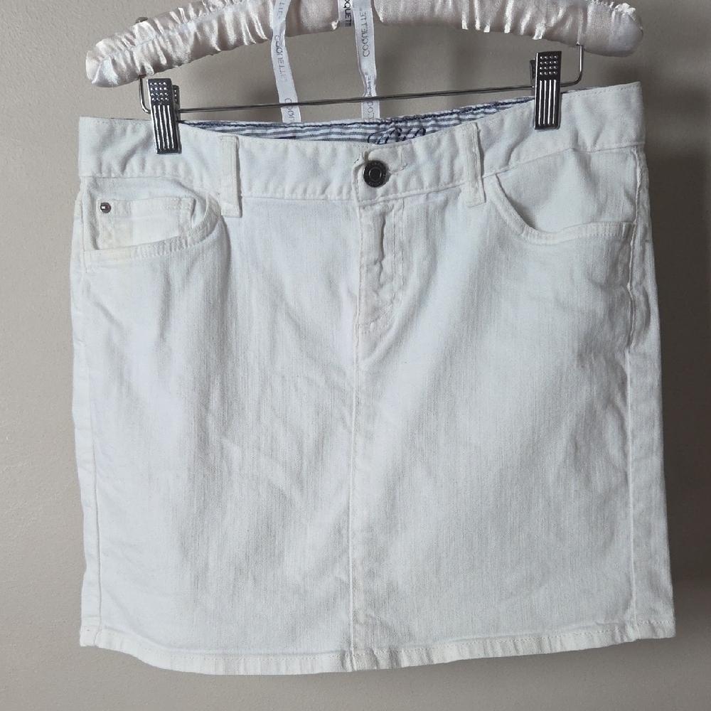 VTG Tommy Denim Skirt - White Jean - 2000's Preppy